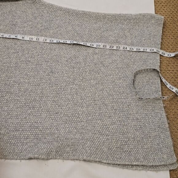 Nili Lotan Turtleneck Alpaca Merino Wool Seed Stitch Cape Poncho Heather Grey S - Picture 5 of 9